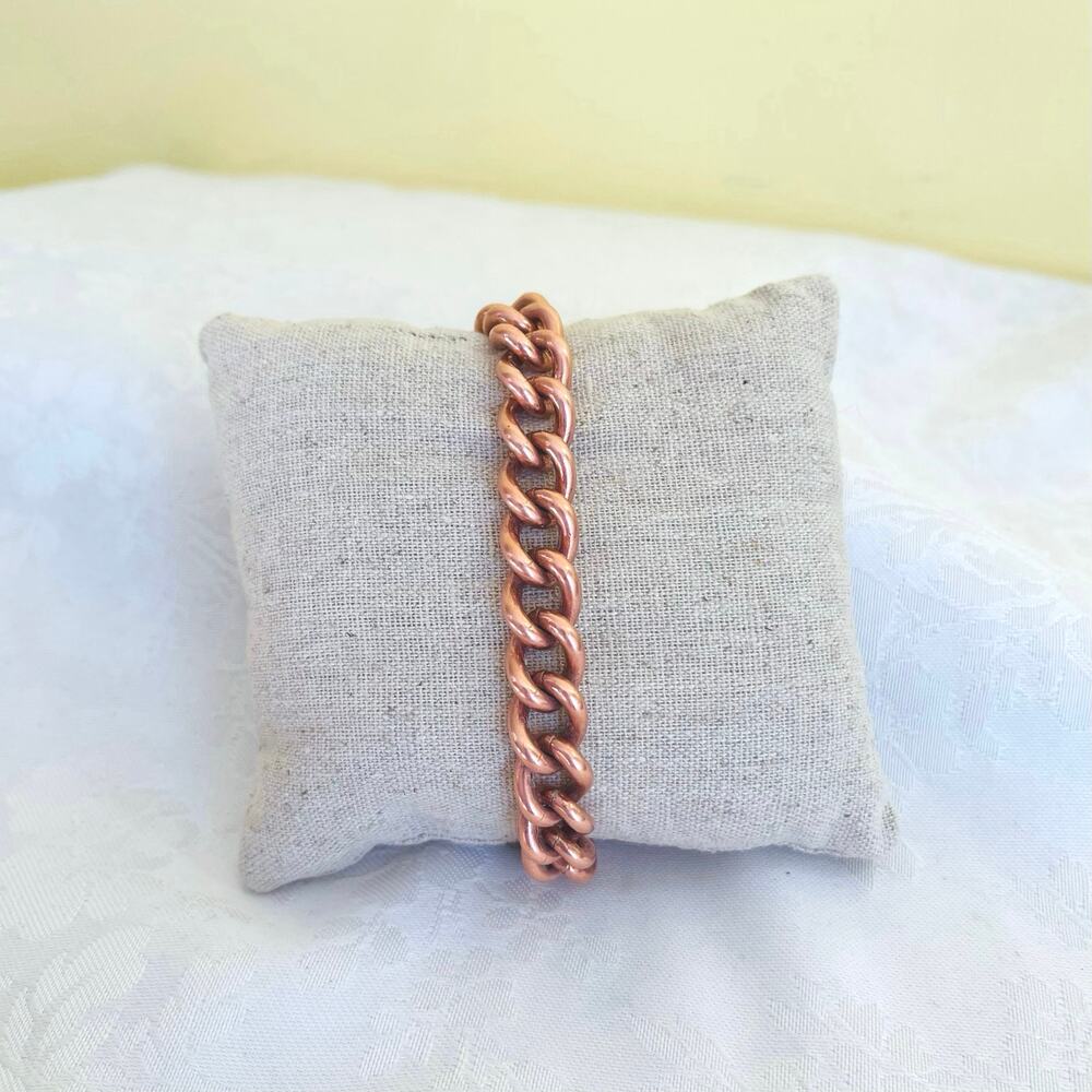 Bracelet Solid Copper Link Chain Men's Unisex 8" - image 3